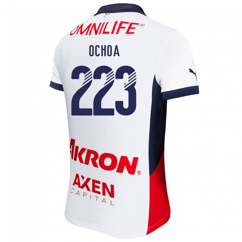 Kandiny Gyermek Diego Ochoa #223 Fehér Piros Kék Idegenbeli Jersey 2024/25 Mez Póló Ing