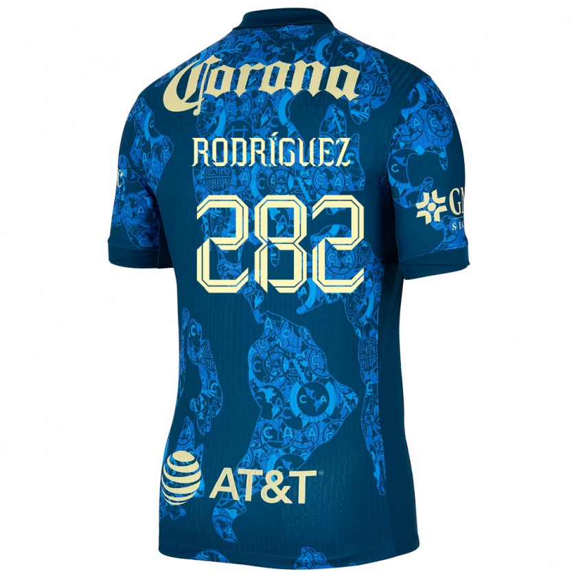 Kandiny Gyermek Francisco Rodríguez #282 Kék Sárga Idegenbeli Jersey 2024/25 Mez Póló Ing