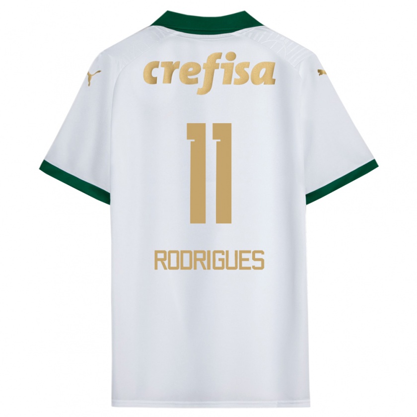 Kandiny Gyermek Bruno Rodrigues #11 Fehér Zöld Idegenbeli Jersey 2024/25 Mez Póló Ing