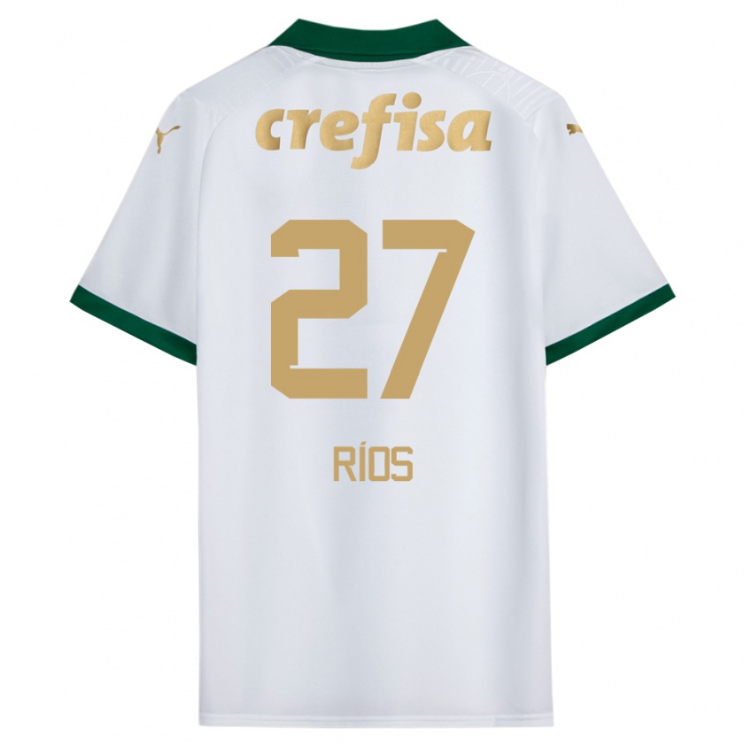 Kandiny Gyermek Richard Ríos #27 Fehér Zöld Idegenbeli Jersey 2024/25 Mez Póló Ing