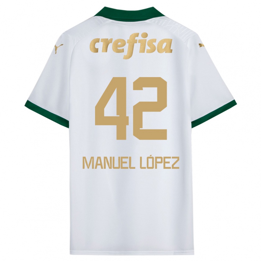 Kandiny Gyermek José Manuel López #42 Fehér Zöld Idegenbeli Jersey 2024/25 Mez Póló Ing