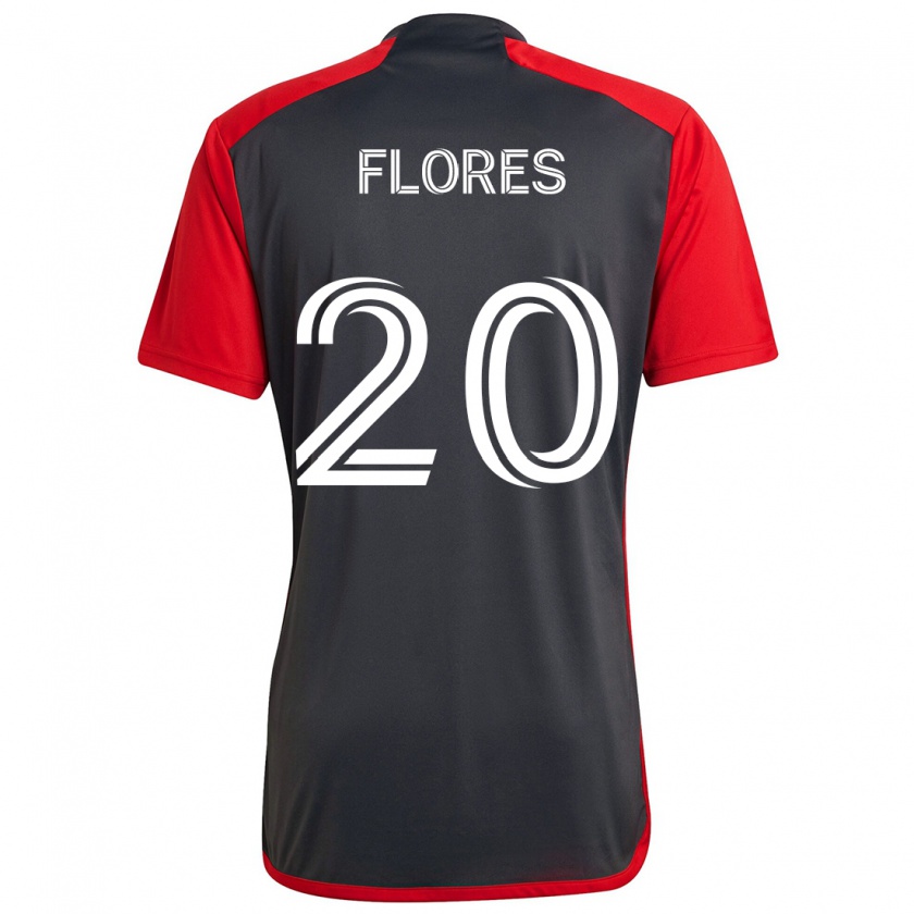 Kandiny Férfi Deybi Flores #20 Szürke Vörös Hazai Jersey 2024/25 Mez Póló Ing