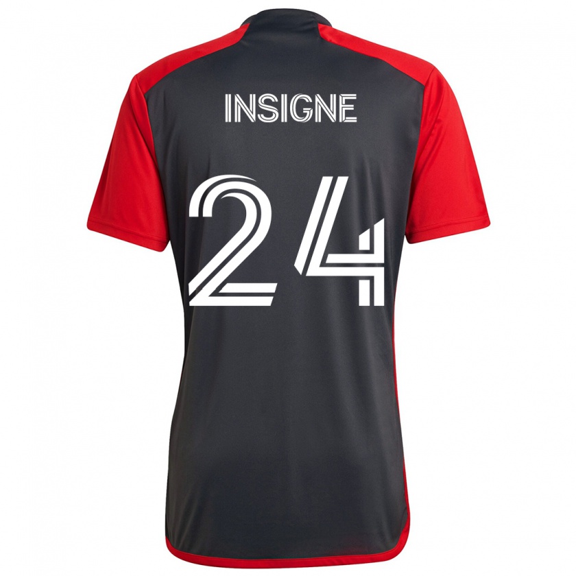 Kandiny Férfi Lorenzo Insigne #24 Szürke Vörös Hazai Jersey 2024/25 Mez Póló Ing