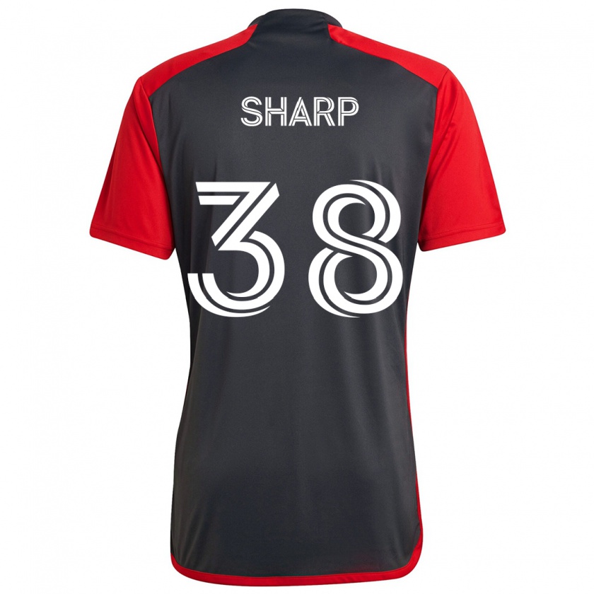 Kandiny Férfi Charlie Sharp #38 Szürke Vörös Hazai Jersey 2024/25 Mez Póló Ing