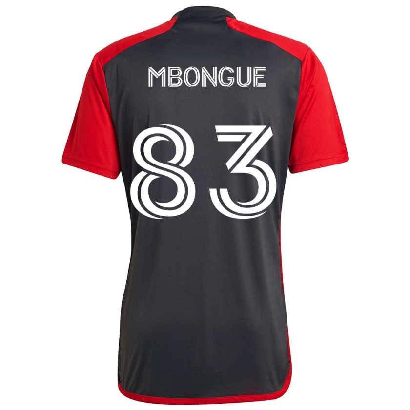 Kandiny Férfi Hugo Mbongue #83 Szürke Vörös Hazai Jersey 2024/25 Mez Póló Ing