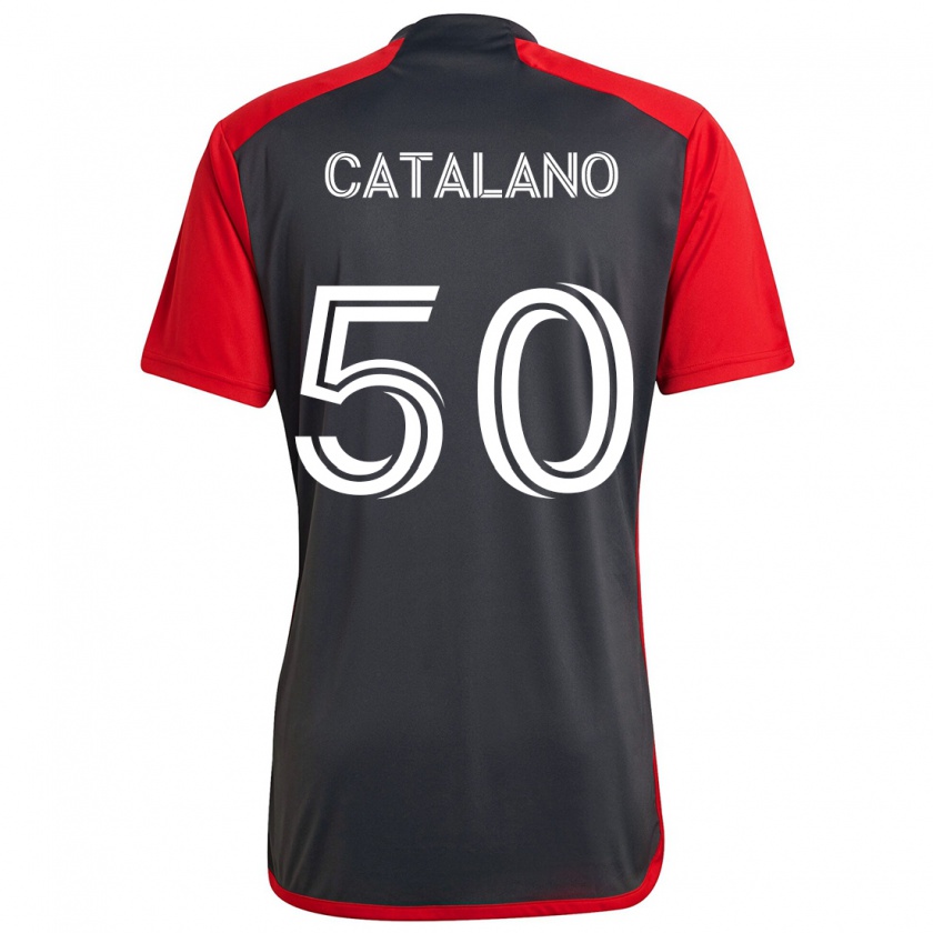 Kandiny Férfi Gianluca Catalano #50 Szürke Vörös Hazai Jersey 2024/25 Mez Póló Ing