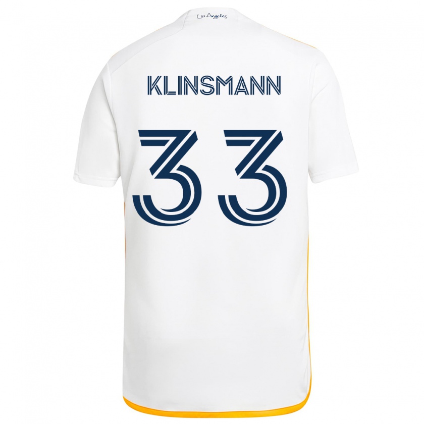 Kandiny Férfi Jonathan Klinsmann #33 Fehér Sárga Hazai Jersey 2024/25 Mez Póló Ing