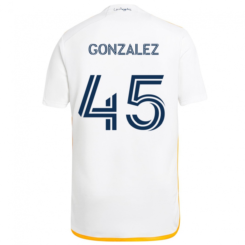 Kandiny Férfi Adrián González #45 Fehér Sárga Hazai Jersey 2024/25 Mez Póló Ing