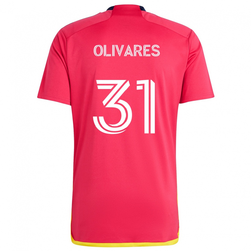 Kandiny Férfi Christian Olivares #31 Piros Kék Hazai Jersey 2024/25 Mez Póló Ing