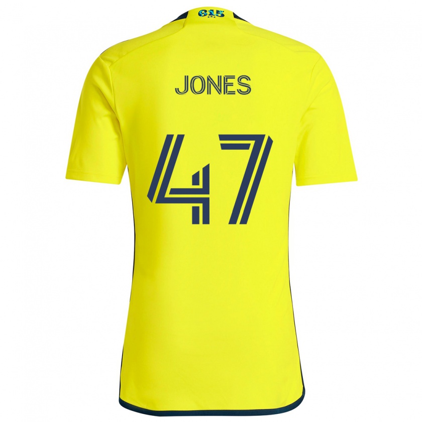 Kandiny Férfi Isaiah Jones #47 Sárga Kék Hazai Jersey 2024/25 Mez Póló Ing