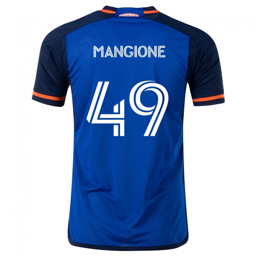 Kandiny Férfi Peter Mangione #49 Kék Fehér Hazai Jersey 2024/25 Mez Póló Ing