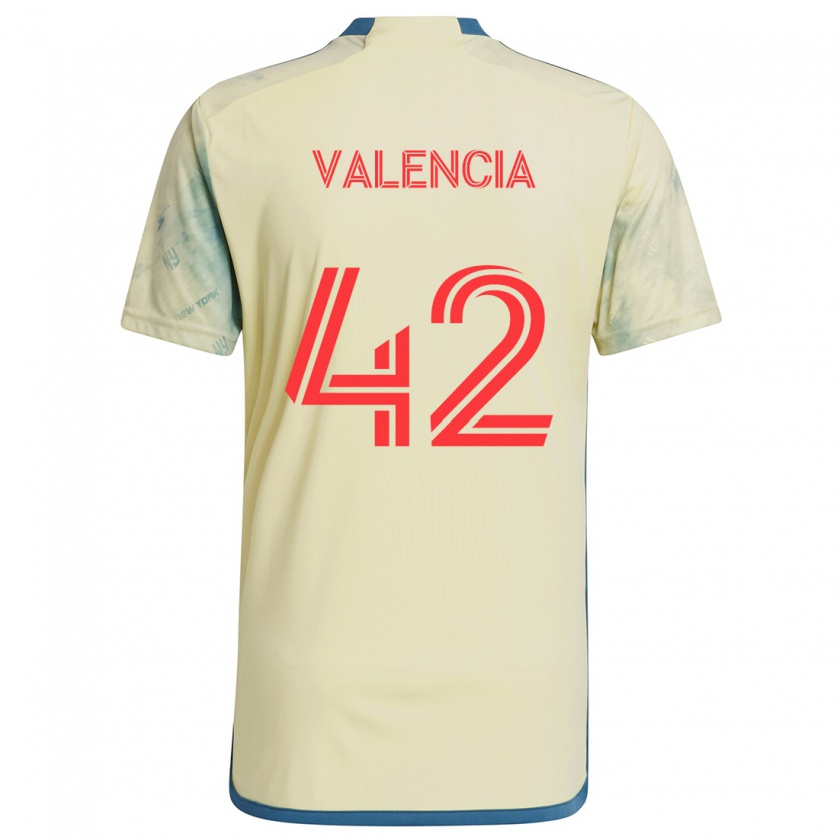 Kandiny Férfi Omar Valencia #42 Sárga Piros Kék Hazai Jersey 2024/25 Mez Póló Ing