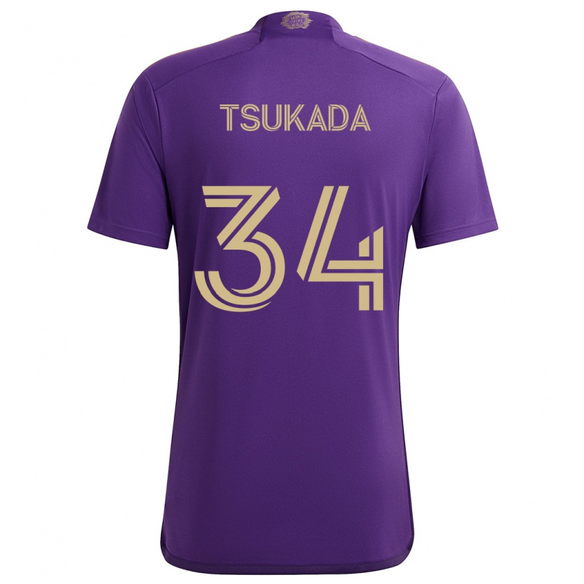 Kandiny Férfi Yutaro Tsukada #34 Lila Sárga Hazai Jersey 2024/25 Mez Póló Ing