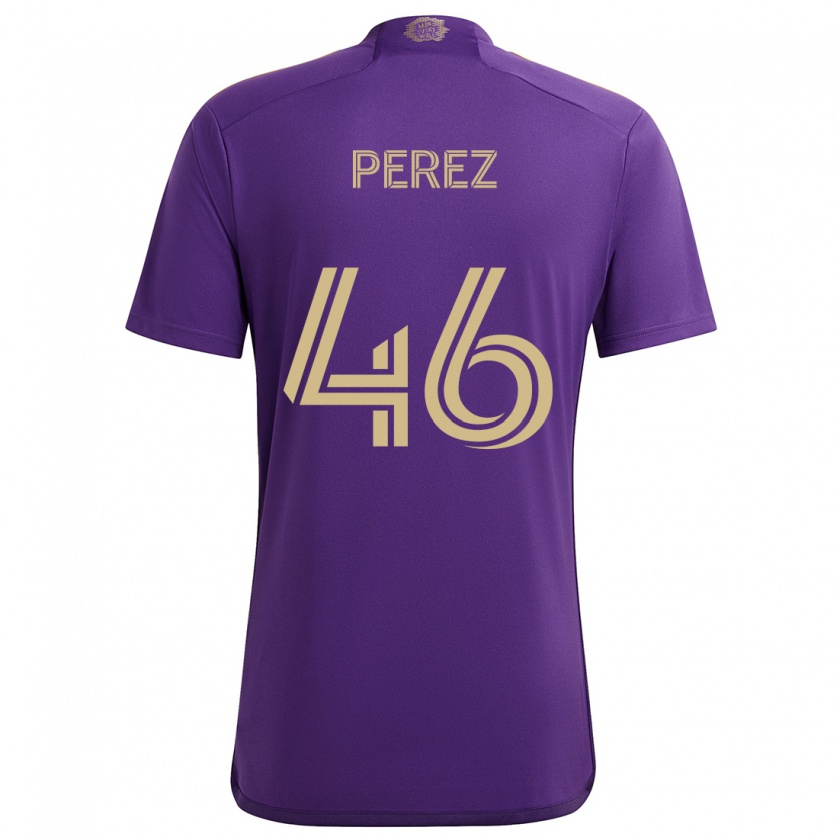 Kandiny Férfi Franco Pérez #46 Lila Sárga Hazai Jersey 2024/25 Mez Póló Ing