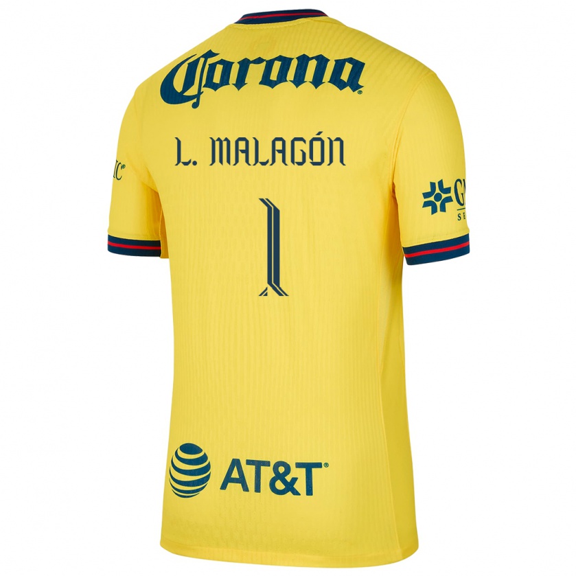 Kandiny Férfi Luis Malagón #1 Sárga Kék Hazai Jersey 2024/25 Mez Póló Ing