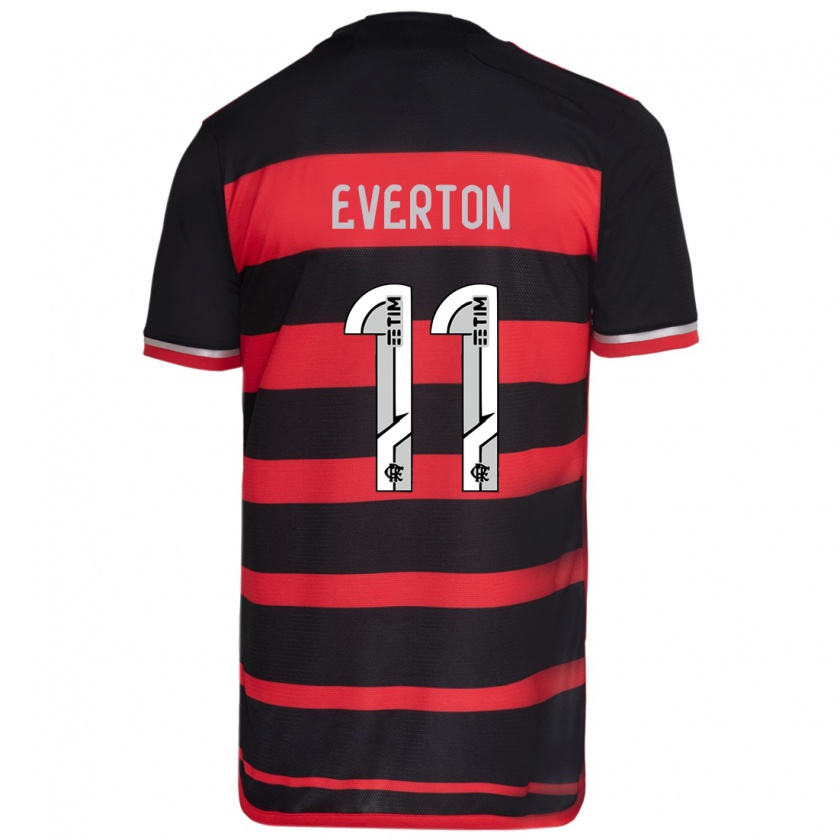 Kandiny Férfi Everton #11 Piros Fekete Hazai Jersey 2024/25 Mez Póló Ing