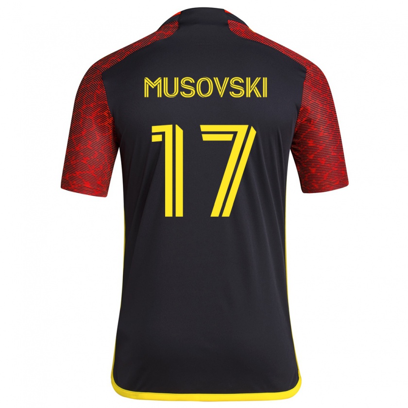 Kandiny Férfi Danny Musovski #17 Piros Fekete Idegenbeli Jersey 2024/25 Mez Póló Ing