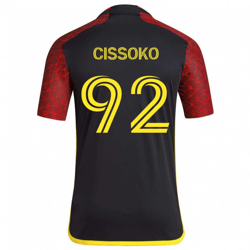 Kandiny Férfi Abdoulaye Cissoko #92 Piros Fekete Idegenbeli Jersey 2024/25 Mez Póló Ing