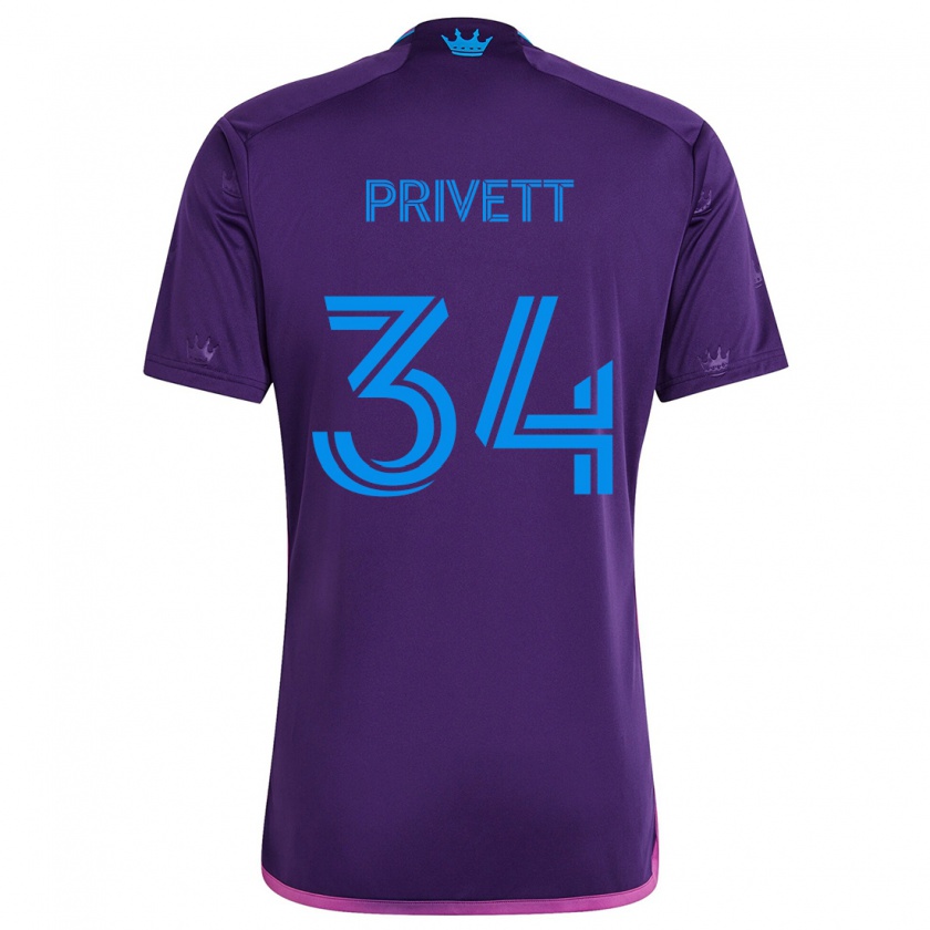 Kandiny Férfi Andrew Privett #34 Lila Kék Idegenbeli Jersey 2024/25 Mez Póló Ing