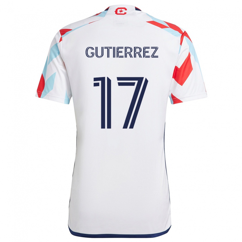 Kandiny Férfi Brian Gutiérrez #17 Fehér Piros Kék Idegenbeli Jersey 2024/25 Mez Póló Ing