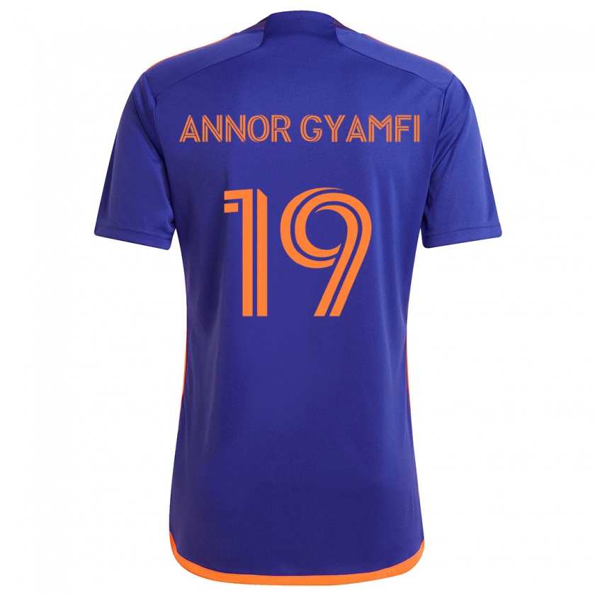 Kandiny Férfi Stephen Annor Gyamfi #19 Lila Narancs Idegenbeli Jersey 2024/25 Mez Póló Ing