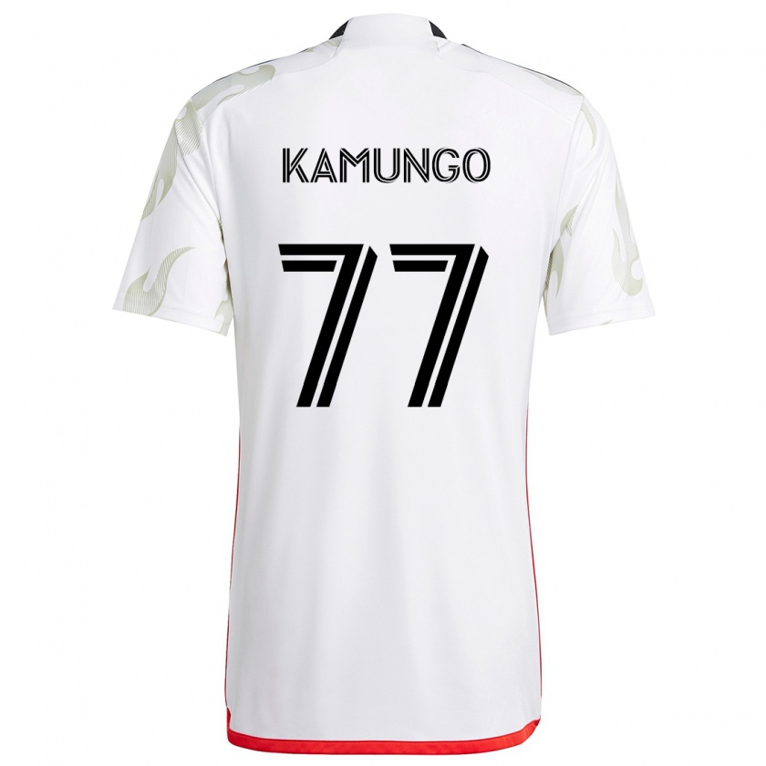 Kandiny Férfi Bernard Kamungo #77 Fehér Piros Fekete Idegenbeli Jersey 2024/25 Mez Póló Ing