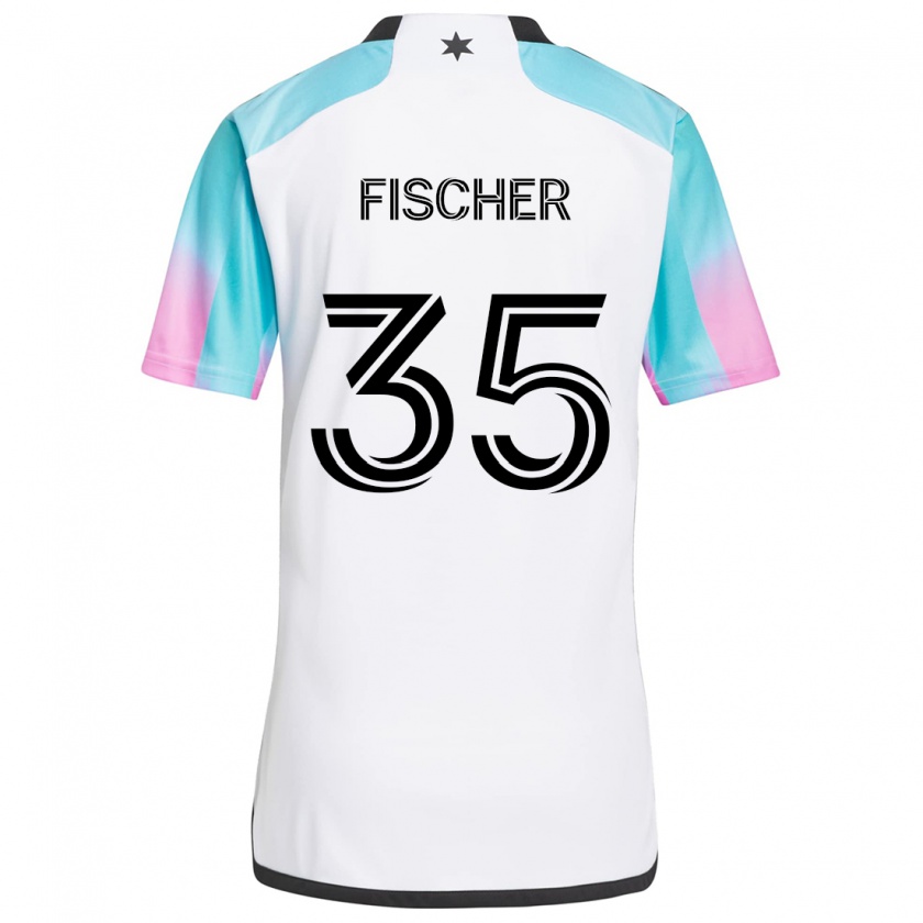 Kandiny Férfi Britton Fischer #35 Fehér Kék Fekete Idegenbeli Jersey 2024/25 Mez Póló Ing