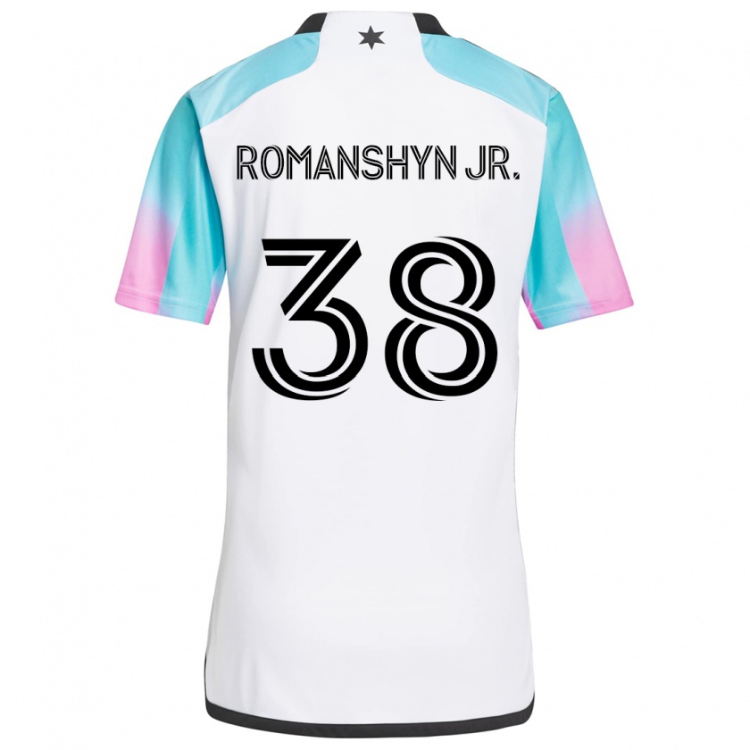 Kandiny Férfi Kage Romanshyn Jr. #38 Fehér Kék Fekete Idegenbeli Jersey 2024/25 Mez Póló Ing