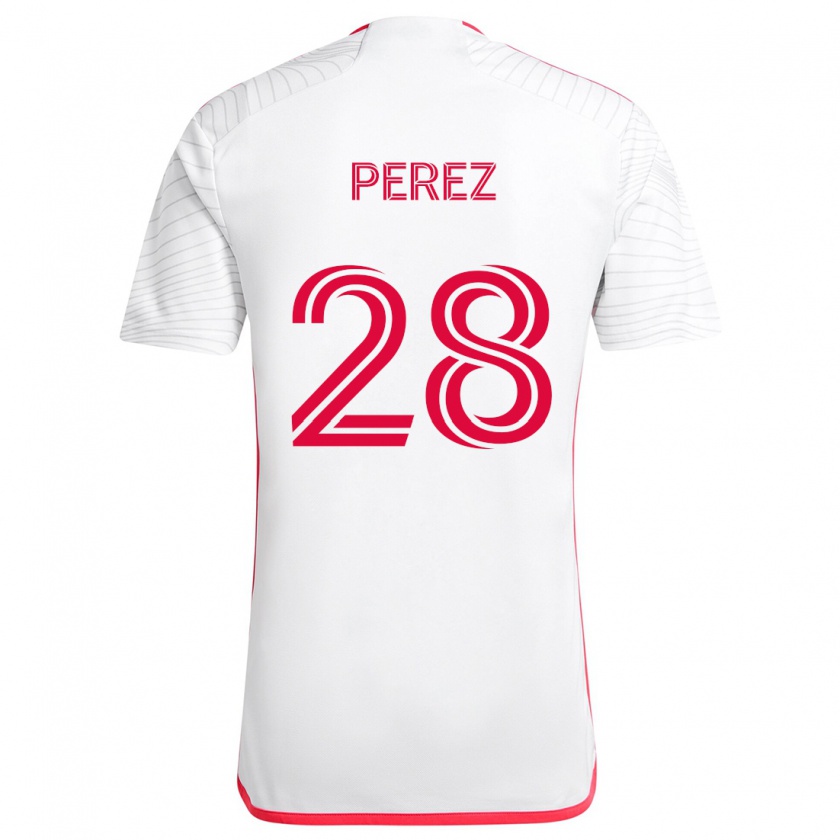 Kandiny Férfi Miguel Perez #28 Fehér Piros Idegenbeli Jersey 2024/25 Mez Póló Ing