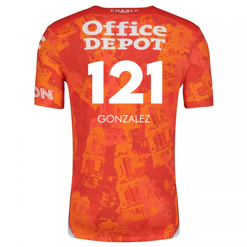 Kandiny Férfi Cristian González #121 Narancssárga Fehér Idegenbeli Jersey 2024/25 Mez Póló Ing