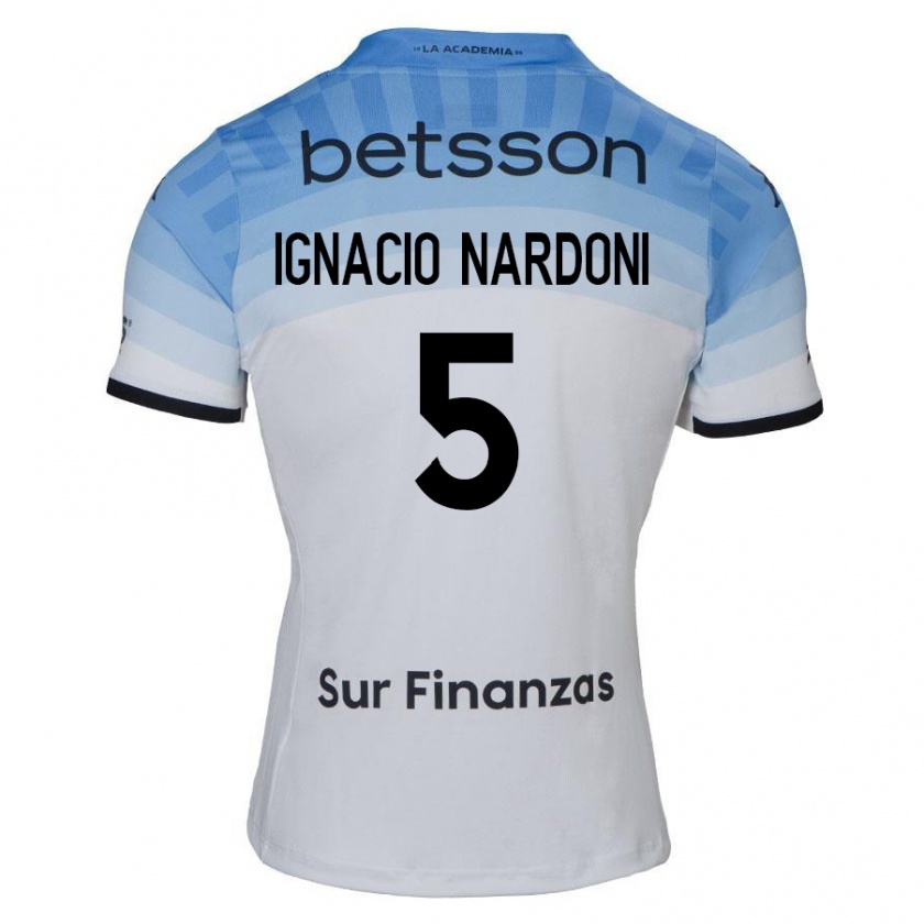 Kandiny Férfi Juan Ignacio Nardoni #5 Fehér Kék Fekete Idegenbeli Jersey 2024/25 Mez Póló Ing