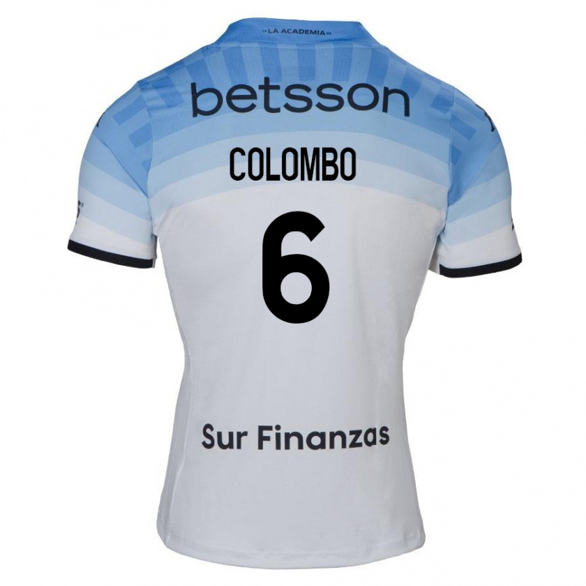 Kandiny Férfi Nazareno Colombo #6 Fehér Kék Fekete Idegenbeli Jersey 2024/25 Mez Póló Ing