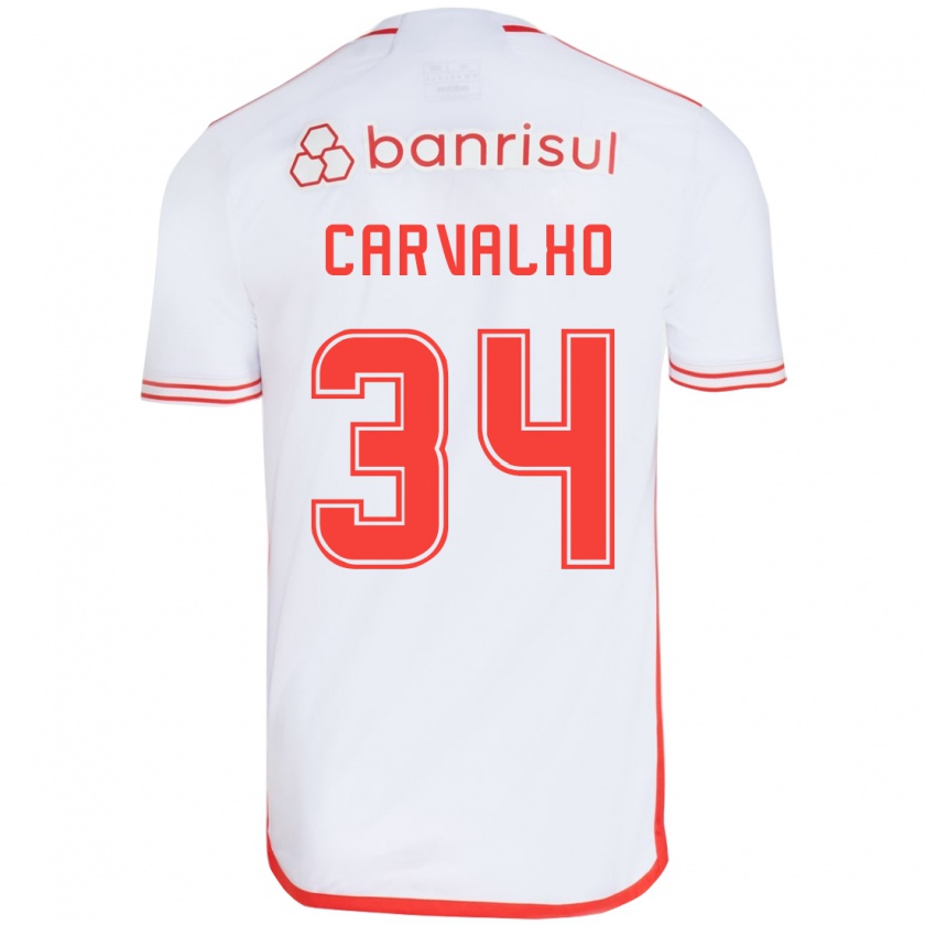 Kandiny Férfi Gabriel Carvalho #34 Fehér Piros Idegenbeli Jersey 2024/25 Mez Póló Ing