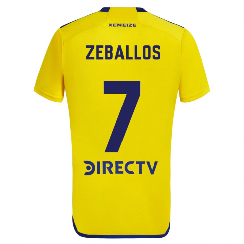 Kandiny Férfi Exequiel Zeballos #7 Sárga Kék Idegenbeli Jersey 2024/25 Mez Póló Ing