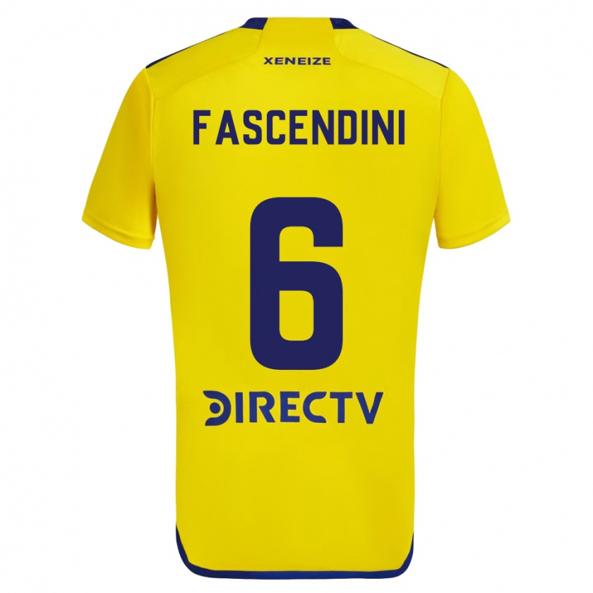 Kandiny Férfi Valentín Fascendini #6 Sárga Kék Idegenbeli Jersey 2024/25 Mez Póló Ing