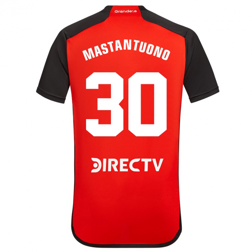 Kandiny Férfi Franco Mastantuono #30 Piros Fekete Fehér Idegenbeli Jersey 2024/25 Mez Póló Ing