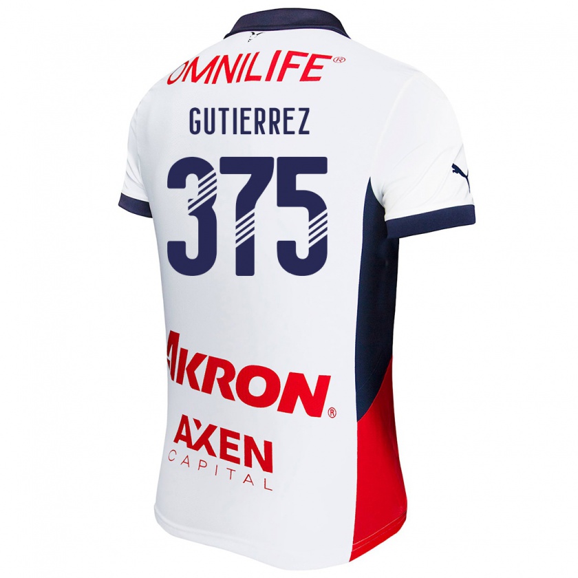 Kandiny Férfi Gerson Gutiérrez #375 Fehér Piros Kék Idegenbeli Jersey 2024/25 Mez Póló Ing