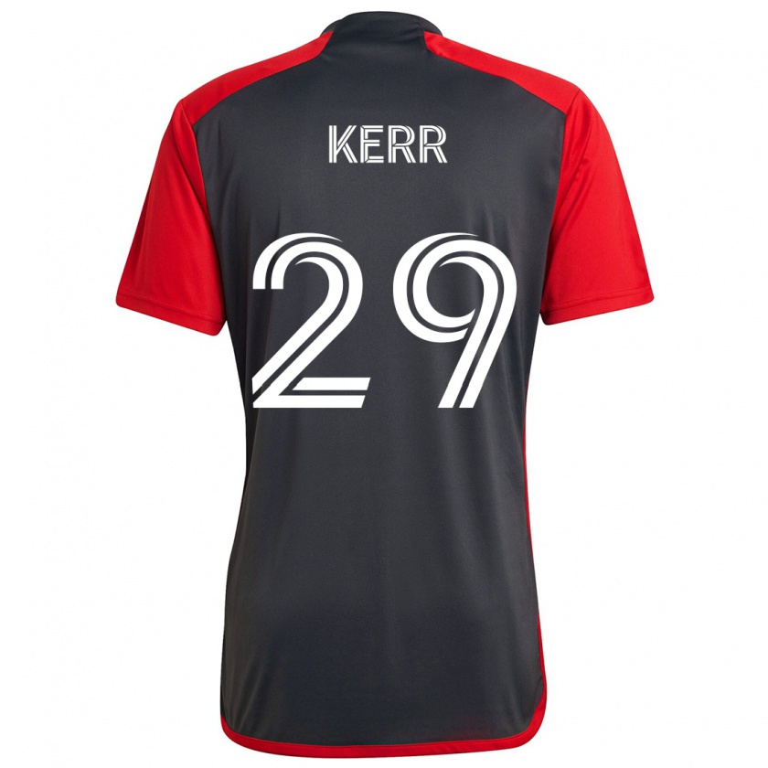 Kandiny Női Deandre Kerr #29 Szürke Vörös Hazai Jersey 2024/25 Mez Póló Ing