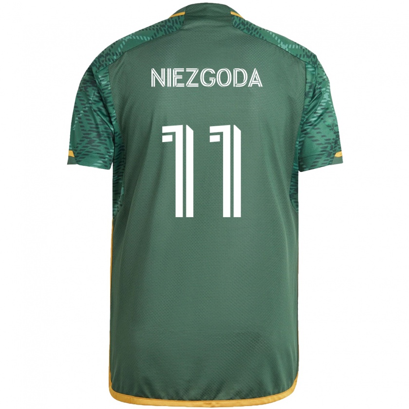 Kandiny Női Jaroslaw Niezgoda #11 Zöld Narancs Hazai Jersey 2024/25 Mez Póló Ing