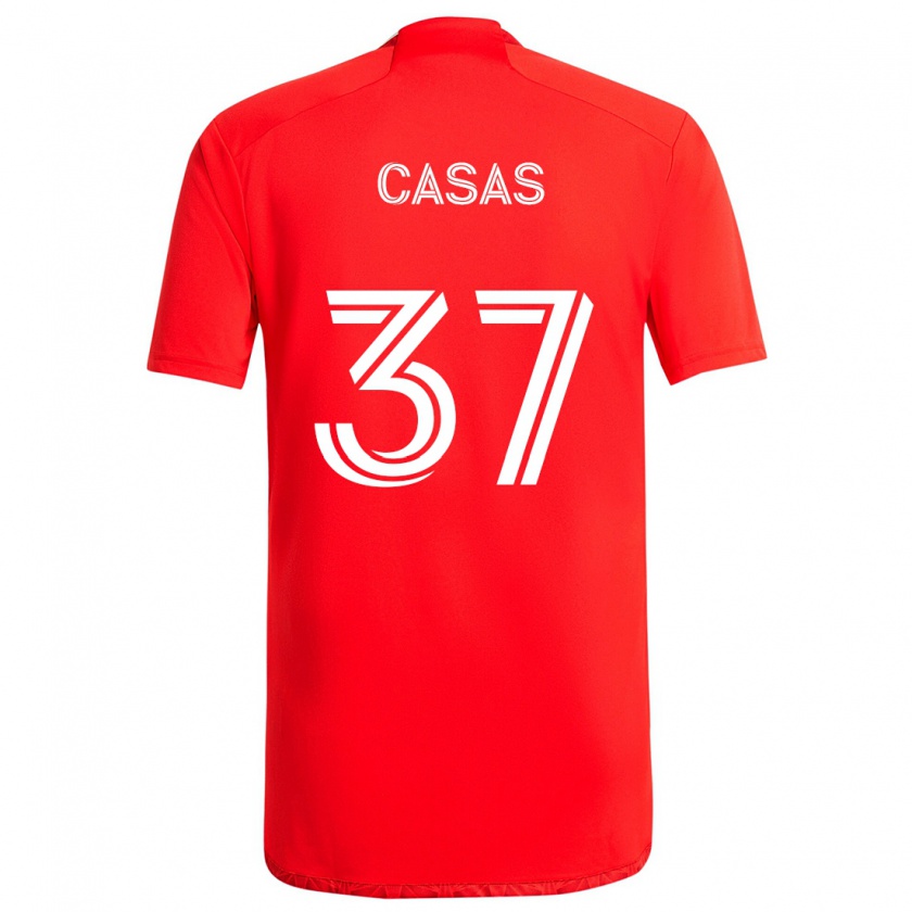 Kandiny Női Javier Casas #37 Piros Fehér Hazai Jersey 2024/25 Mez Póló Ing