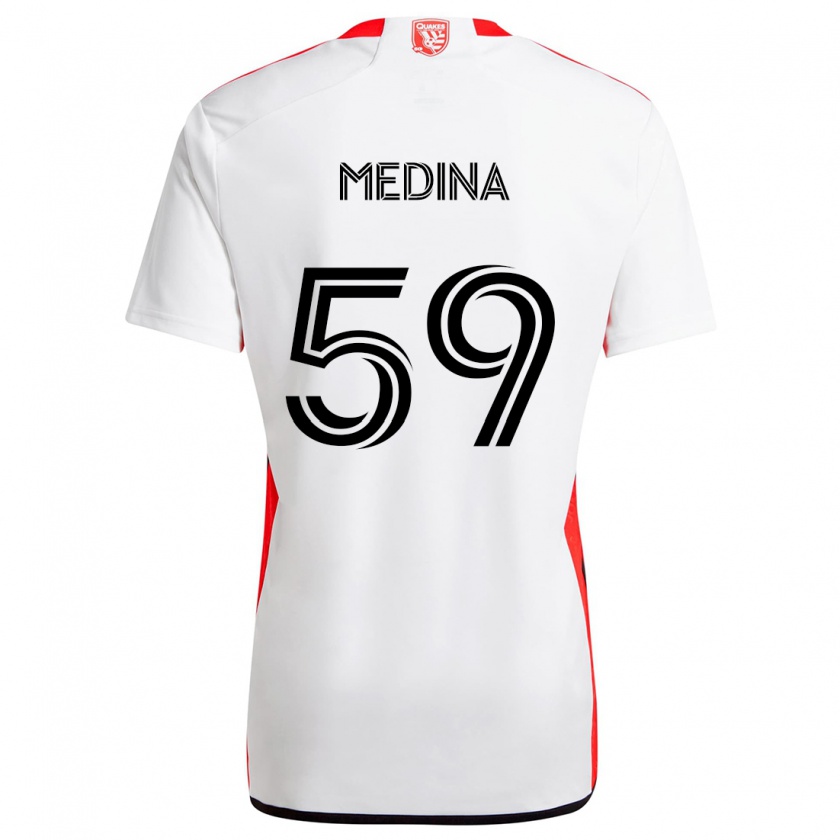 Kandiny Női Cruz Medina #59 Fehér Piros Idegenbeli Jersey 2024/25 Mez Póló Ing