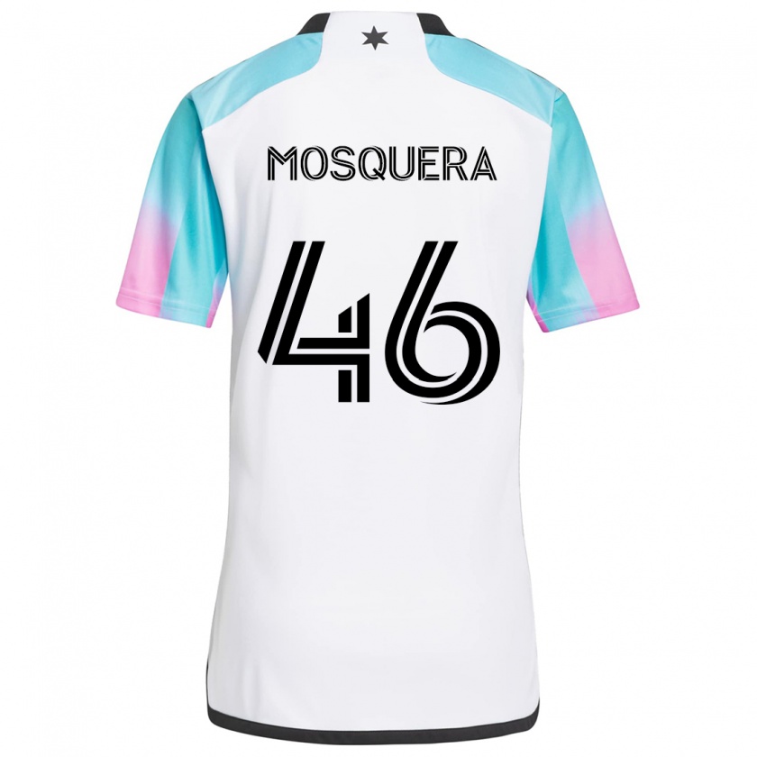 Kandiny Női Juan Camilo Mosquera #46 Fehér Kék Fekete Idegenbeli Jersey 2024/25 Mez Póló Ing