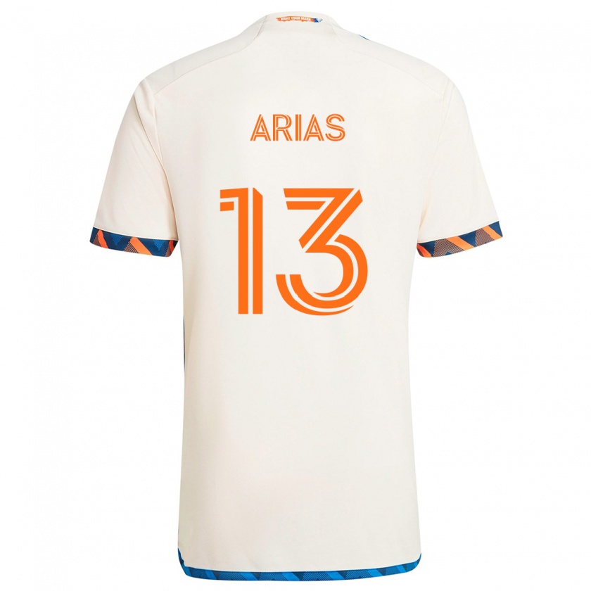 Kandiny Női Santiago Arias #13 Fehér Narancs Idegenbeli Jersey 2024/25 Mez Póló Ing