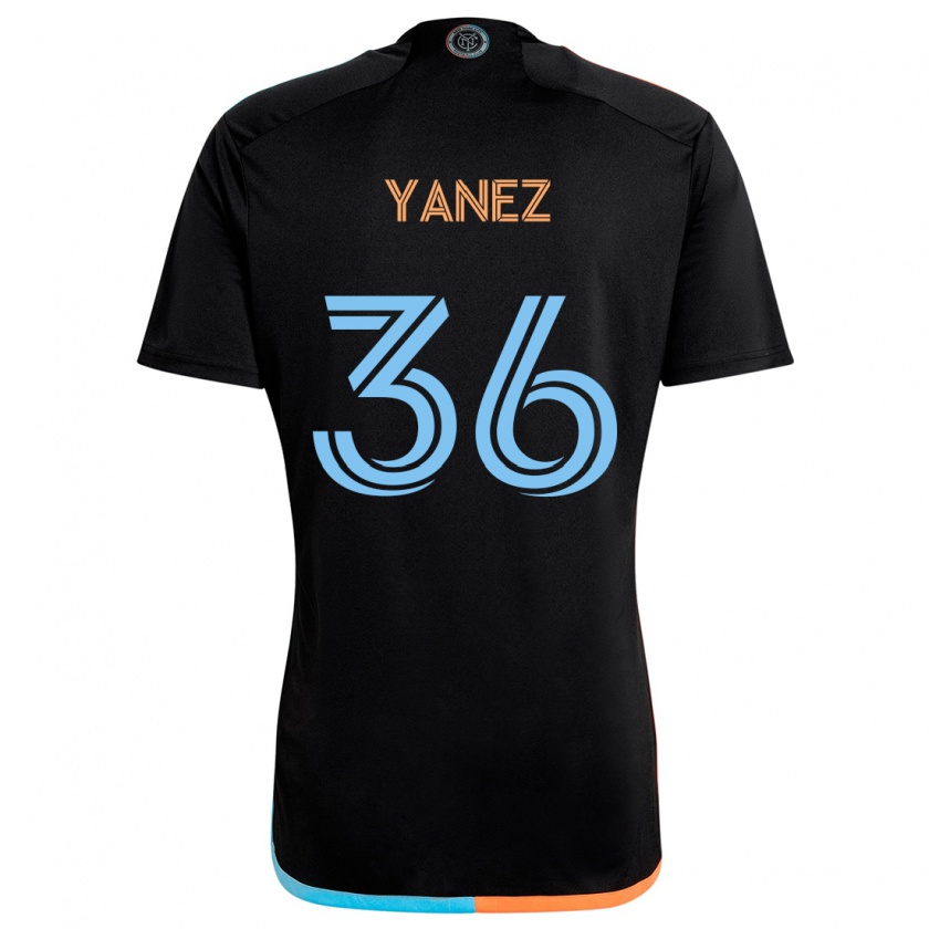 Kandiny Női Zidane Yañez #36 Fekete Narancs Kék Idegenbeli Jersey 2024/25 Mez Póló Ing