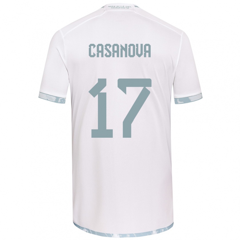 Kandiny Női Luis Casanova #17 Fehér Szürke Idegenbeli Jersey 2024/25 Mez Póló Ing