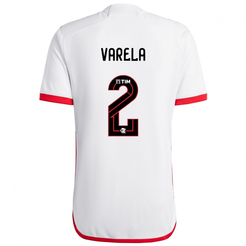 Kandiny Női Guillermo Varela #2 Fehér Piros Idegenbeli Jersey 2024/25 Mez Póló Ing