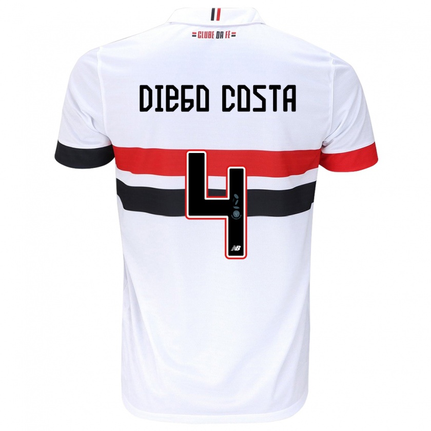 Kandiny Gyermek Diego Costa #4 Fehér Piros Fekete Hazai Jersey 2024/25 Mez Póló Ing