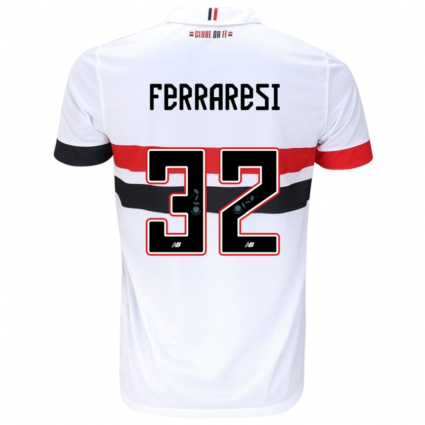 Kandiny Gyermek Nahuel Ferraresi #32 Fehér Piros Fekete Hazai Jersey 2024/25 Mez Póló Ing