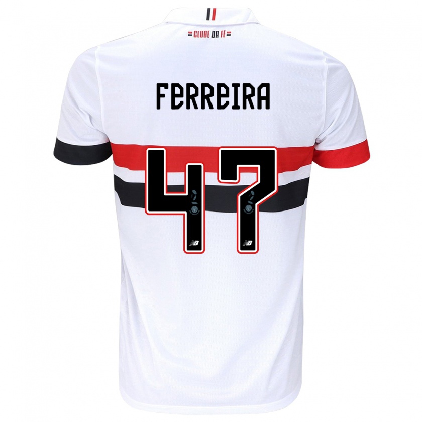 Kandiny Gyermek Ferreirinha #47 Fehér Piros Fekete Hazai Jersey 2024/25 Mez Póló Ing