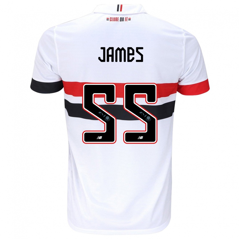 Kandiny Gyermek James Rodríguez #55 Fehér Piros Fekete Hazai Jersey 2024/25 Mez Póló Ing